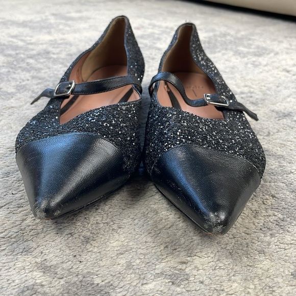 Linea Paolo Niara Glitter Flat Pointed Toe Mary Jane Black Sparkle Sz 11 - Picture 4 of 13